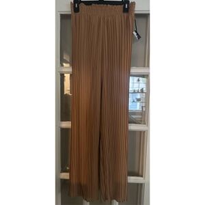 Japna Women’s medium tan brown Accordion Pleated Dress Pants flowy lightweight